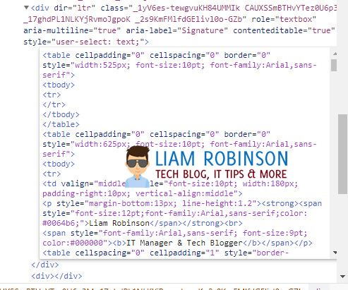 using css in html email signature outlook