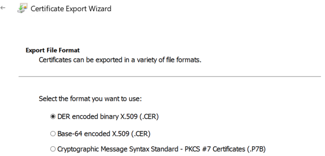 Export CER File